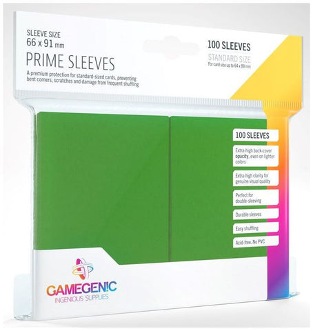 Fundas para cartas Gamegenic Prime de color verde (66 mm x 91 mm) (100 fundas por paquete)