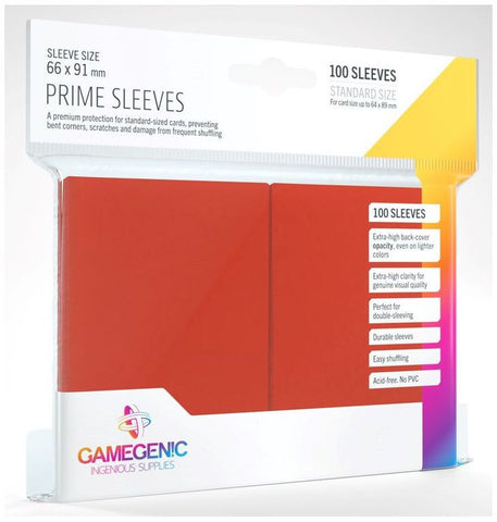 Fundas para cartas Gamegenic Prime en color rojo (66 mm x 91 mm) (100 fundas por paquete)