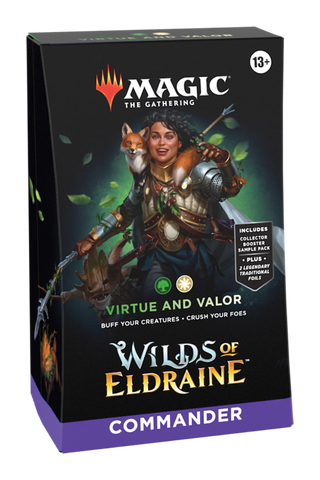 Mazo de comandante de MTG Wilds of Eldraine: Virtud y valor (fecha de lanzamiento: 8 de septiembre de 2023)